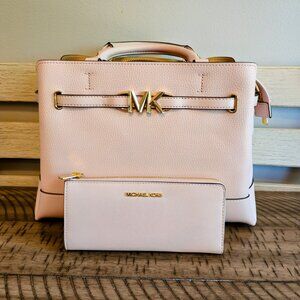 Brand New Michael Kors Reed Large Leather Belted Satchel Handbag Bag & Wallet